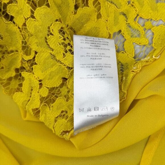 Sandro Yellow Lace Sleeveless Concealed Button Up Blouse Womens Size Small - Picture 6 of 8